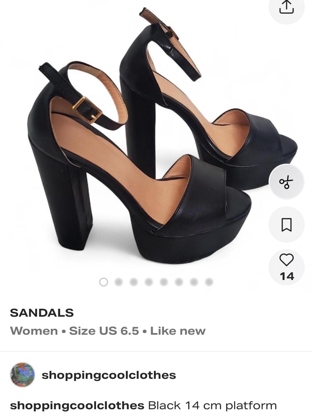 Platform Block Heel Ankle-Strap Sandals in Black